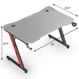 Homall Z-Shaped Gaming Desk Carbon Fiber Surface Desk with Cup Holder & Headphone Hook