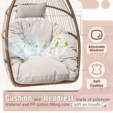 Homall Indoor Outdoor Patio Wicker Swing Egg Chair Hammock Chair Hanging Chair UV Resistant Cushions with Stand for Patio Porch Lounge Bedroom Balcony Garden Backyard