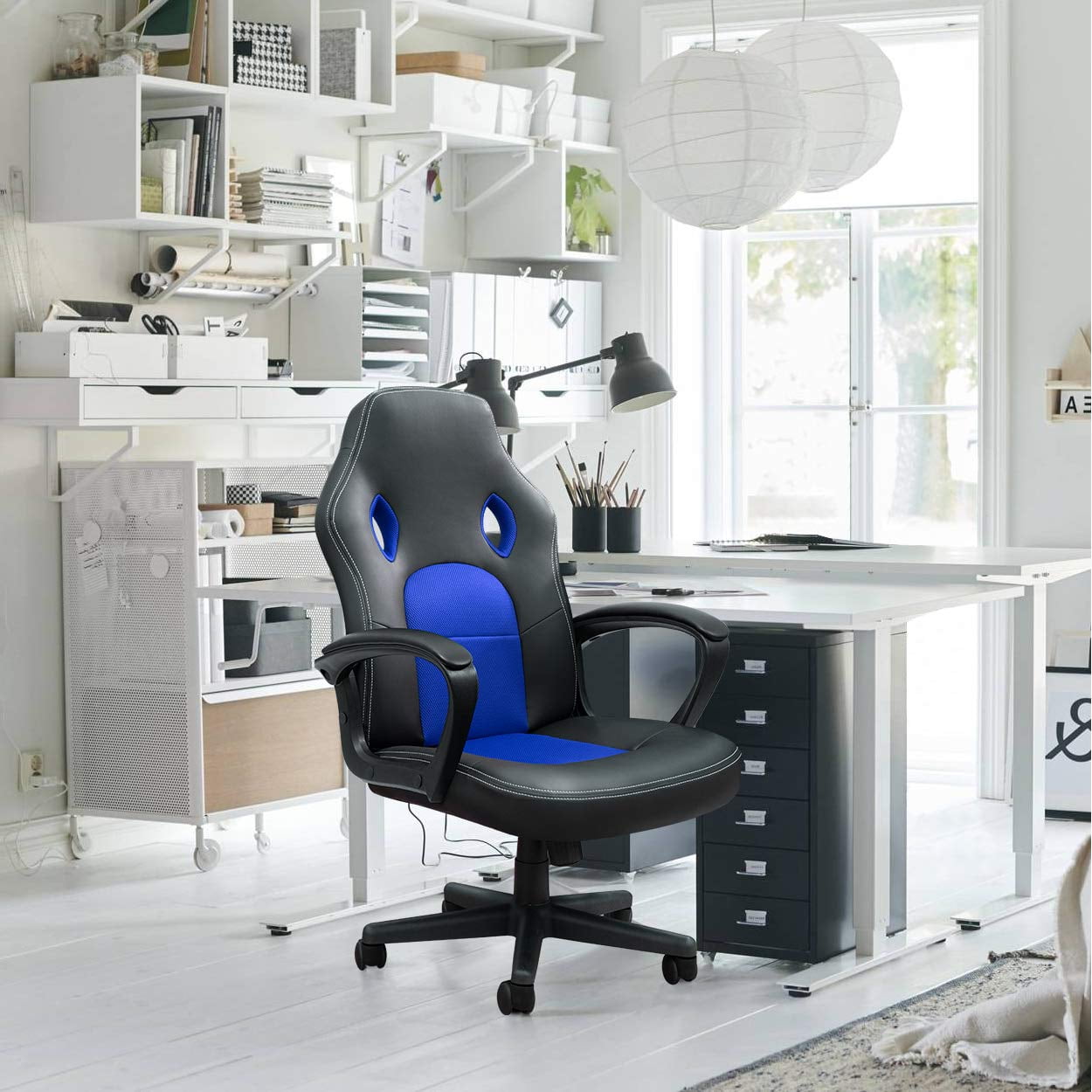 Homall Faux Leather Computer Gaming Chair Office Desk Chair with Lumbar Support