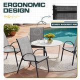 Homall Metal Outdoor Chair Set Stackable Patio Textilene Dining Chair Set of 4