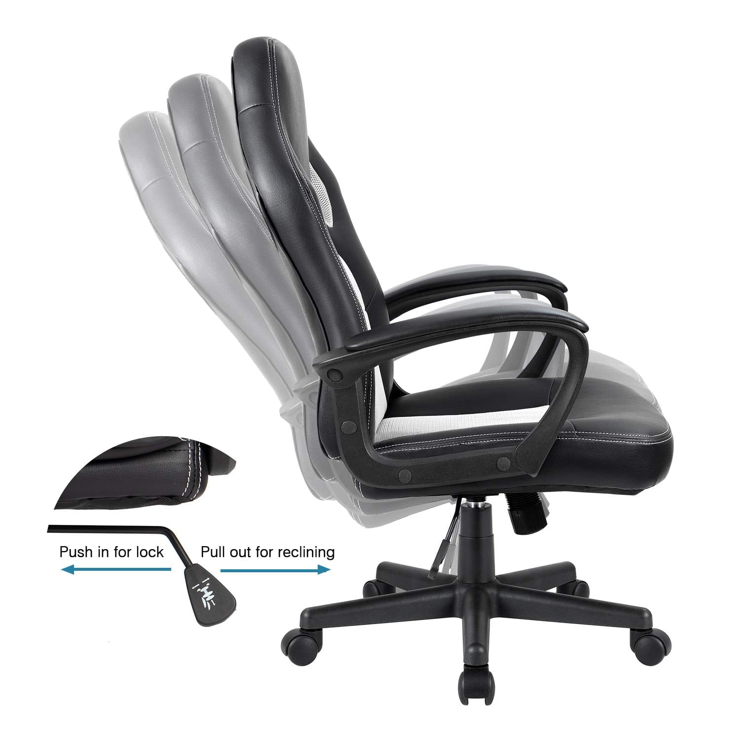 Homall Faux Leather Computer Gaming Chair Office Desk Chair with Lumbar Support
