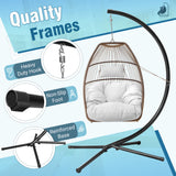Homall Indoor Outdoor Patio Wicker Swing Egg Chair Hammock Chair Hanging Chair UV Resistant Cushions with Stand for Patio Porch Lounge Bedroom Balcony Garden Backyard