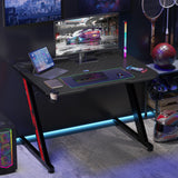 Homall Z-Shaped Gaming Desk Carbon Fiber Surface Desk with Cup Holder & Headphone Hook