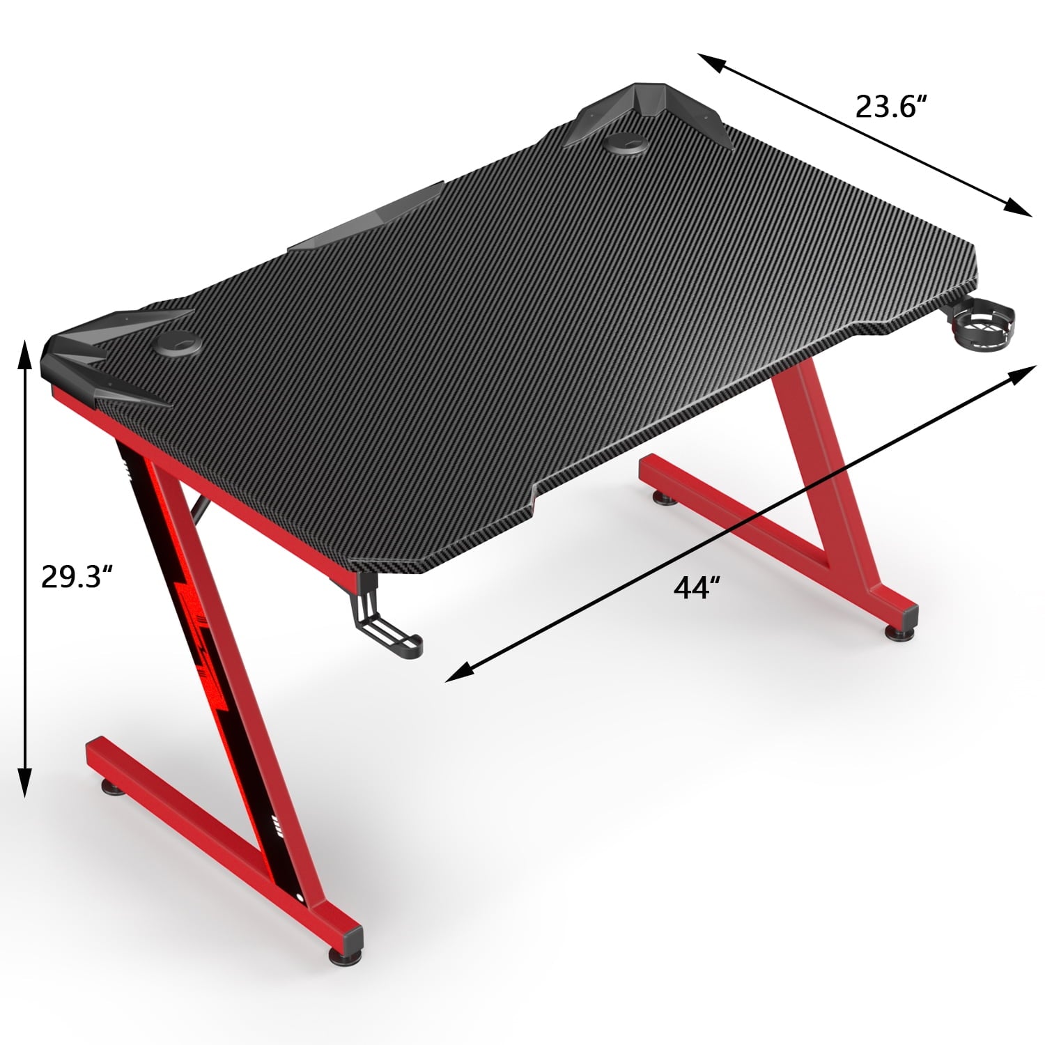 Homall Z-Shaped Gaming Desk Carbon Fiber Surface Desk with Cup Holder & Headphone Hook