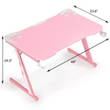 Homall Z-Shaped Gaming Desk Carbon Fiber Surface Desk with Cup Holder & Headphone Hook