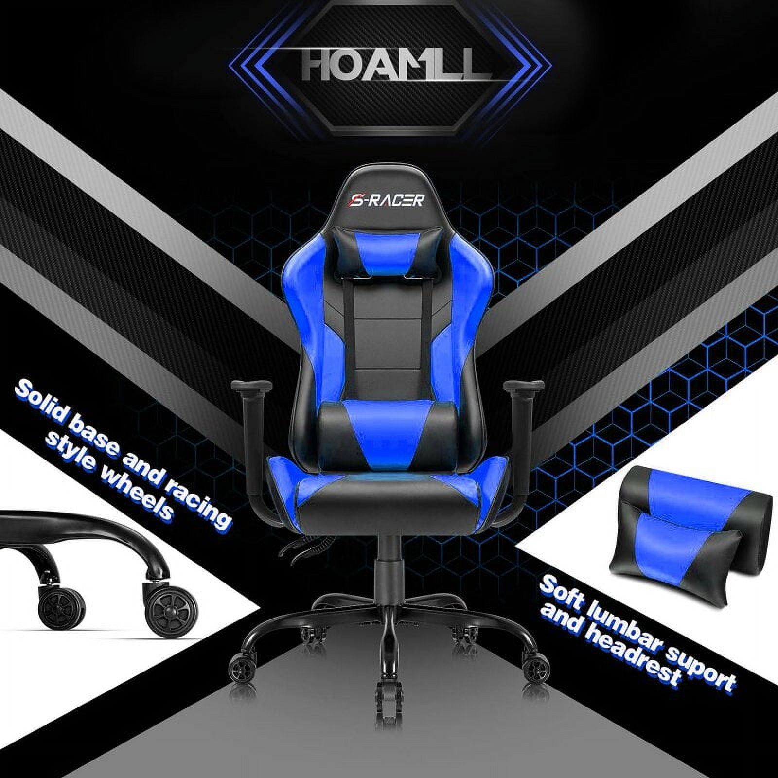 Homall Gaming Chair Office Chair High Back Racing Computer Chair PU Leather Adjustable Seat Height Swivel Chair Ergonomic Executive Chair with Headrest
