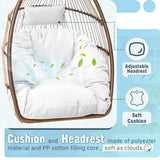 Homall Indoor Outdoor Patio Wicker Swing Egg Chair Hammock Chair Hanging Chair UV Resistant Cushions with Stand for Patio Porch Lounge Bedroom Balcony Garden Backyard