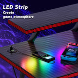 Homall L-Shaped Gaming Desk 51 Inches Corner Office Gaming Desk Removable Monitor Riser Desk with LED Strip & Power Outlets, Black