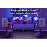 Homall L-Shaped Gaming Desk 51 Inches Corner Office Gaming Desk Removable Monitor Riser Desk with LED Strip & Power Outlets, Black