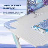 Homall Z-Shaped Gaming Desk Carbon Fiber Surface Desk with Cup Holder & Headphone Hook