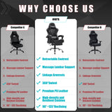 Homall Gaming Chair Massage Office Chair Computer Racing Chair High Back PU Leather Chair with Footrest, Black