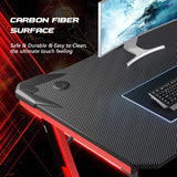 Homall Z-Shaped Gaming Desk Carbon Fiber Surface Desk with Cup Holder & Headphone Hook