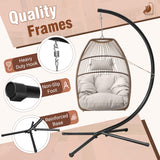 Homall Indoor Outdoor Patio Wicker Swing Egg Chair Hammock Chair Hanging Chair UV Resistant Cushions with Stand for Patio Porch Lounge Bedroom Balcony Garden Backyard