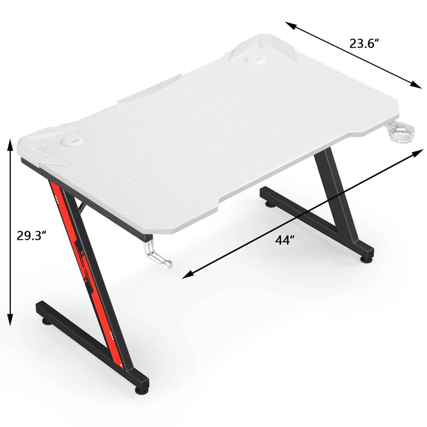 Homall Z-Shaped Gaming Desk Carbon Fiber Surface Desk with Cup Holder & Headphone Hook