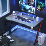 Homall Z-Shaped Gaming Desk Carbon Fiber Surface Desk with Cup Holder & Headphone Hook