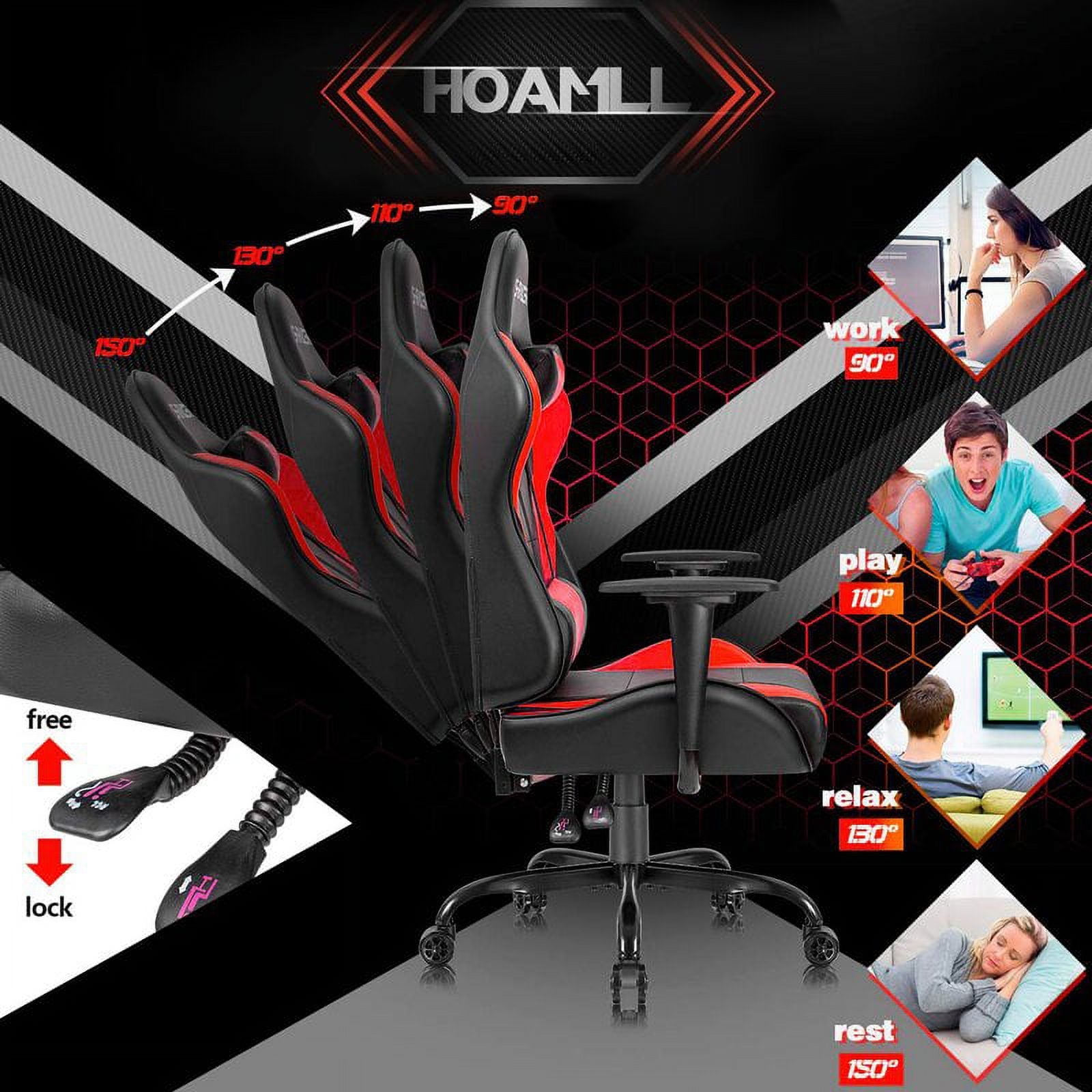 Homall Gaming Chair Office Chair High Back Racing Computer Chair PU Leather Adjustable Seat Height Swivel Chair Ergonomic Executive Chair with Headrest