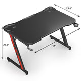 Homall Z-Shaped Gaming Desk Carbon Fiber Surface Desk with Cup Holder & Headphone Hook