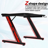 Homall Z-Shaped Gaming Desk Carbon Fiber Surface Desk with Cup Holder & Headphone Hook