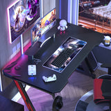 Homall Z-Shaped Gaming Desk Carbon Fiber Surface Desk with Cup Holder & Headphone Hook