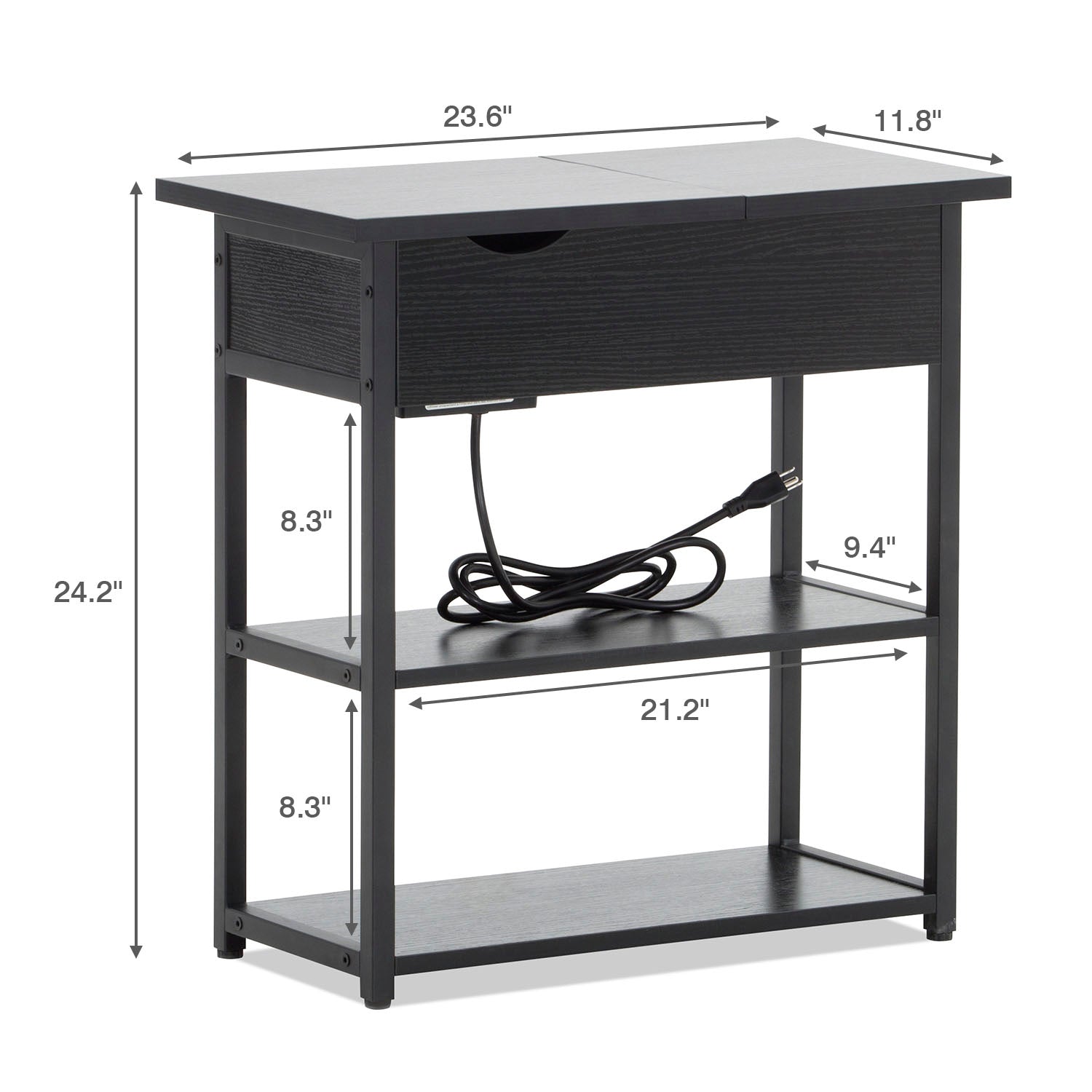 Homall Side Table with Power Outlets & USB Ports, End Tables with Narrow Flip Top