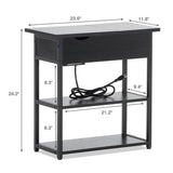 Homall Side Table with Power Outlets & USB Ports, End Tables with Narrow Flip Top