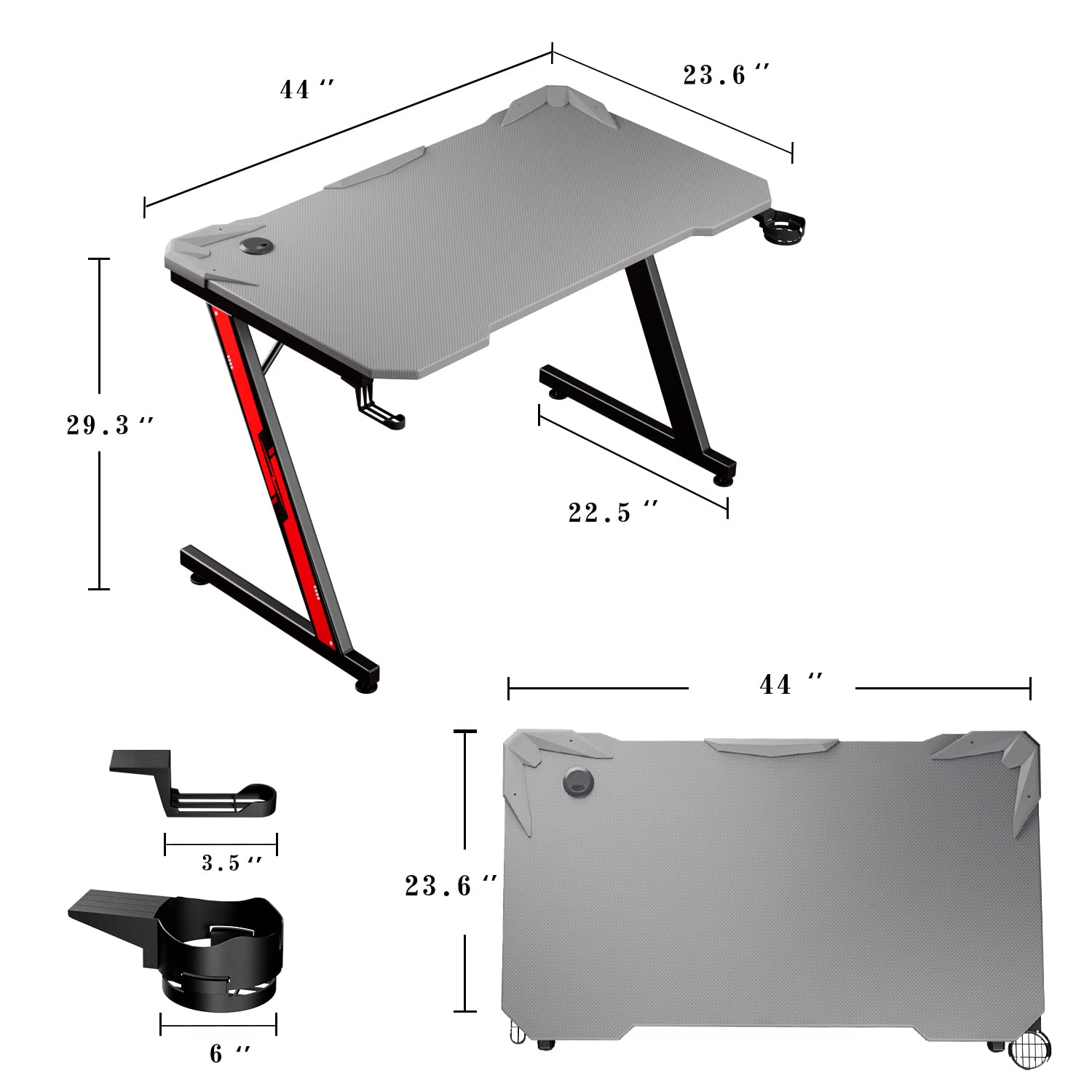 Homall 44in Gaming Desk Z Shaped PC Gaming Table Home Office Workstation