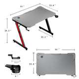 Homall 44in Gaming Desk Z Shaped PC Gaming Table Home Office Workstation