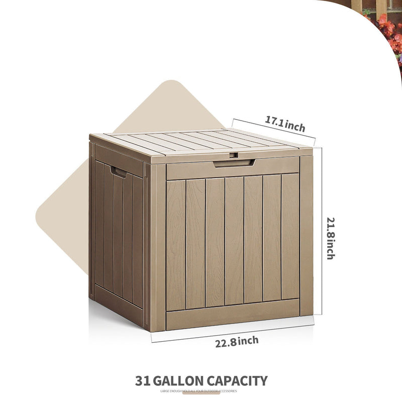 Homall 31 Gallon Lightweight Resin Deck Box Waterproof Lockable Storage Container for Patio Furniture Accessories and Indoor Outdoor Toys