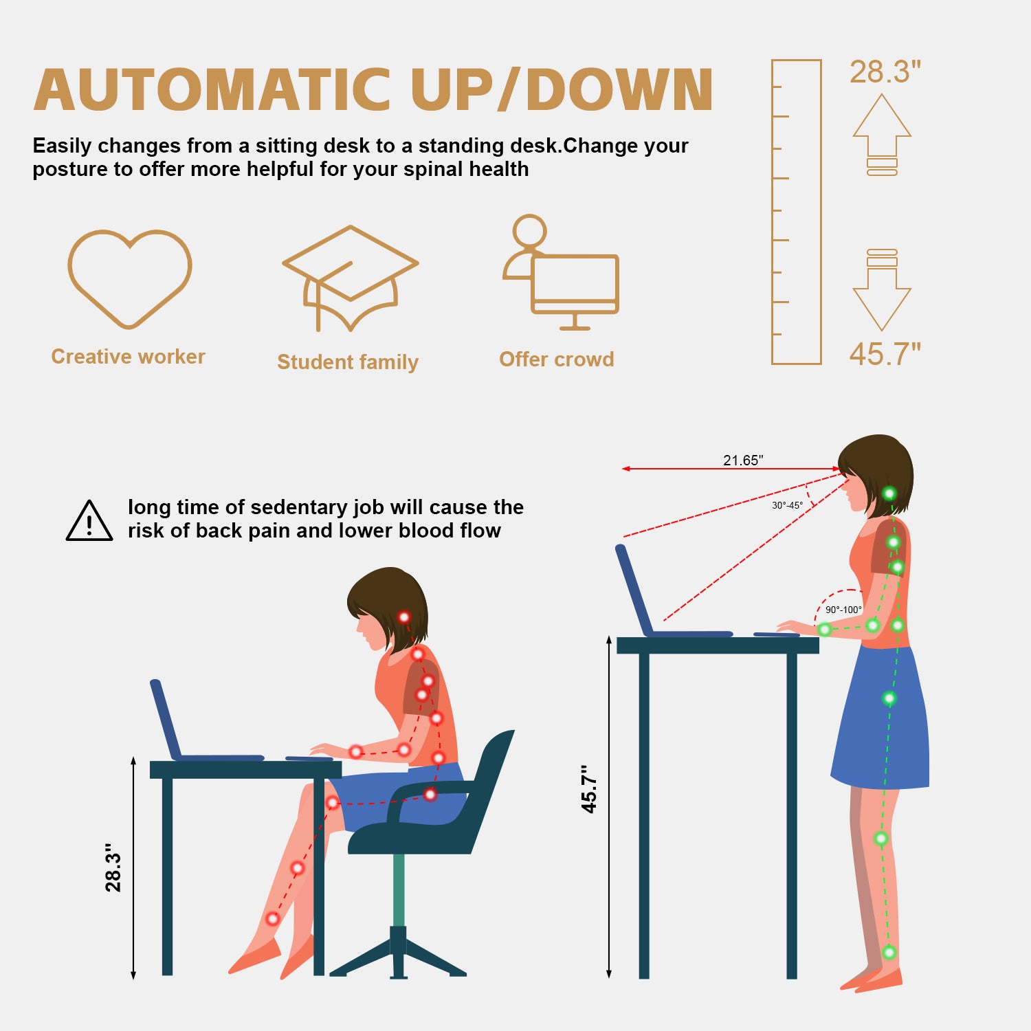Homall 47/55 inches Standing Desk with Splice Board, Home Office Workstation Stand up Desk