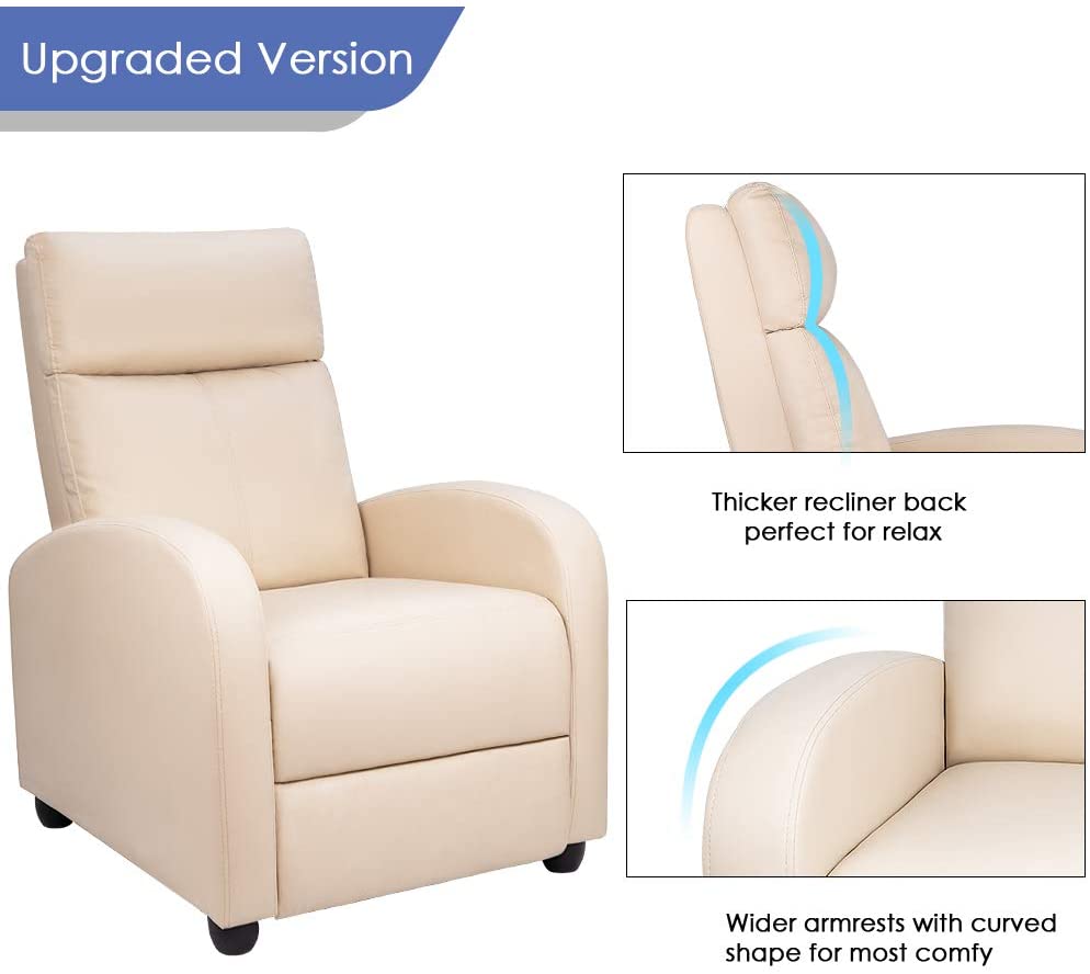 Homall PU Leather Recliner Home Theater Seating Living Room Chair