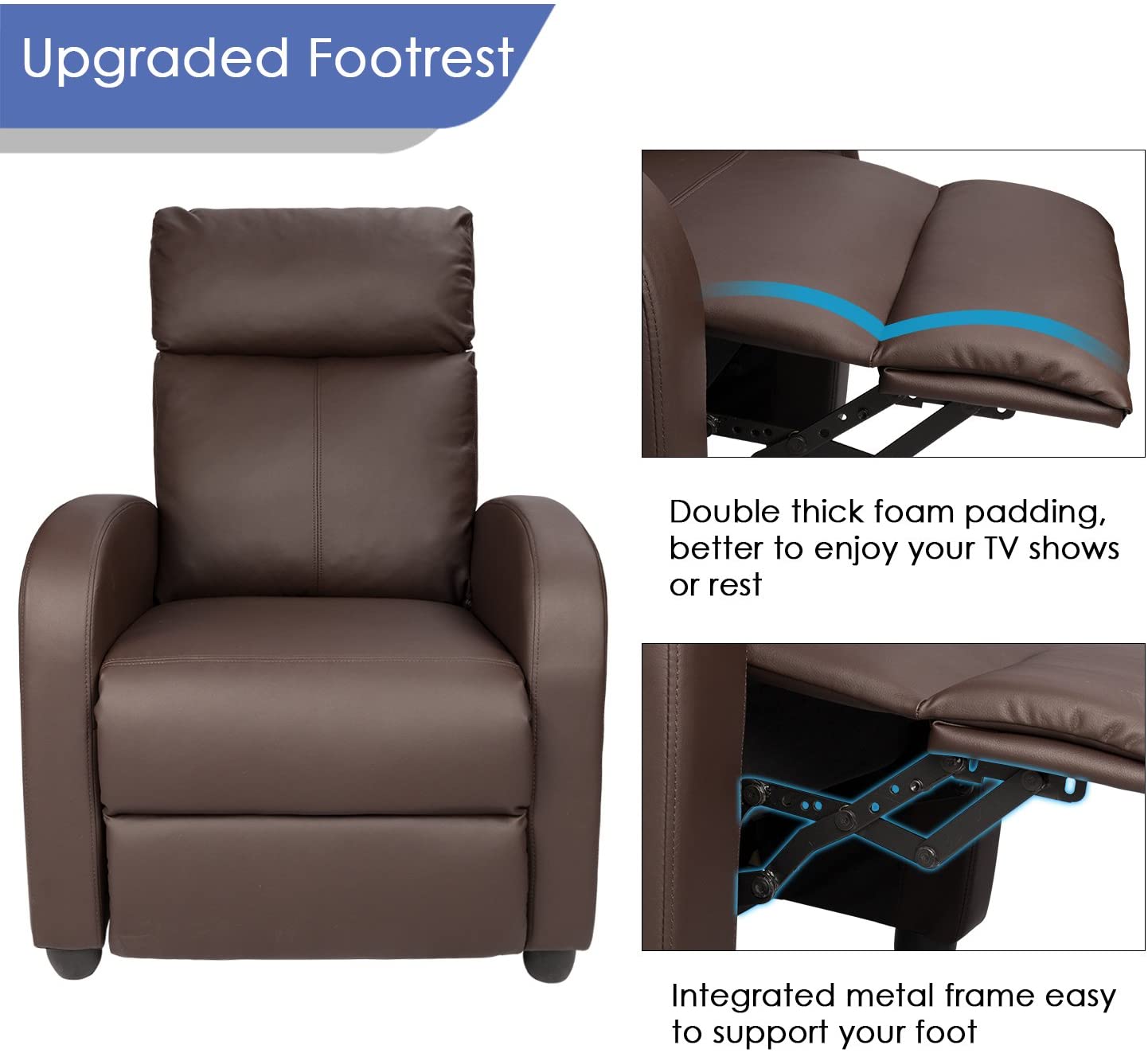 Homall PU Leather Recliner Home Theater Seating Living Room Chair