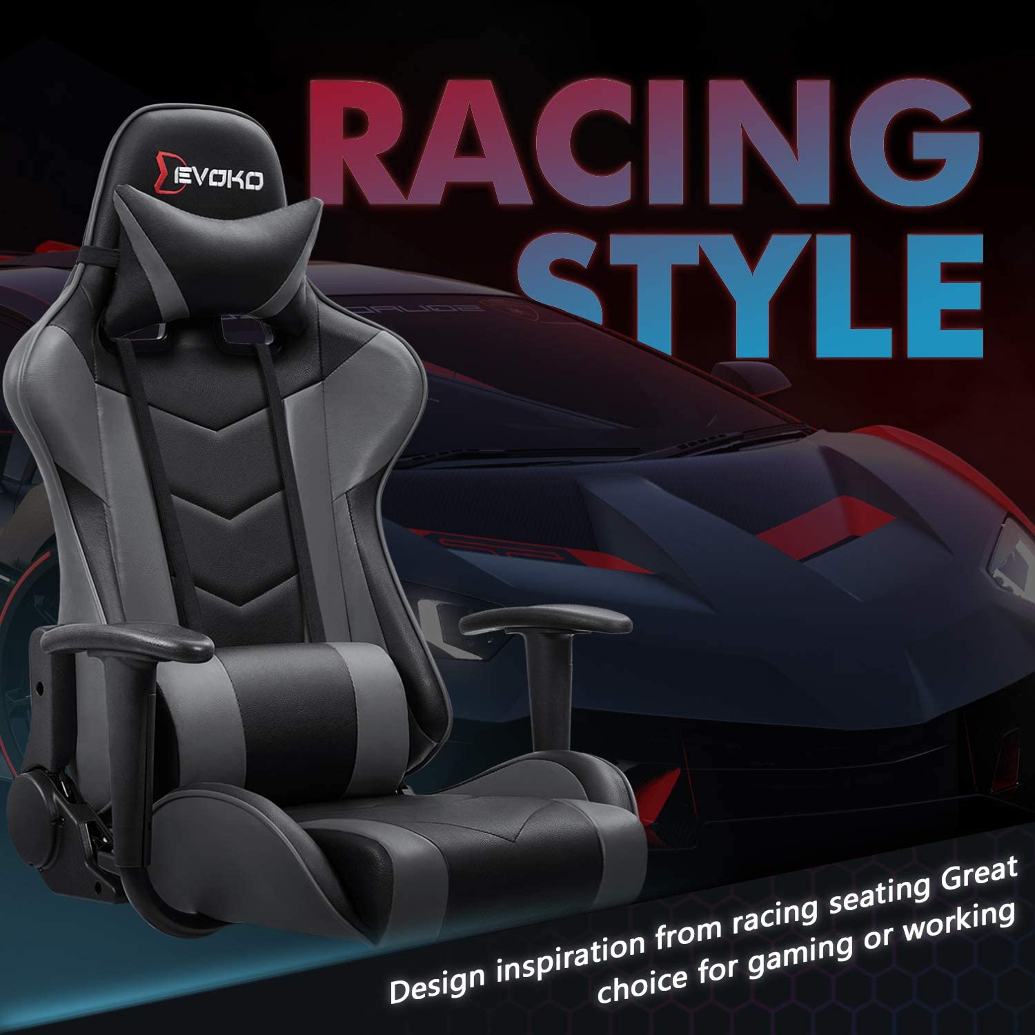 Homall Ergonomic Gaming Chair Racing Style Adjustable Height High-Back PC Computer Chair