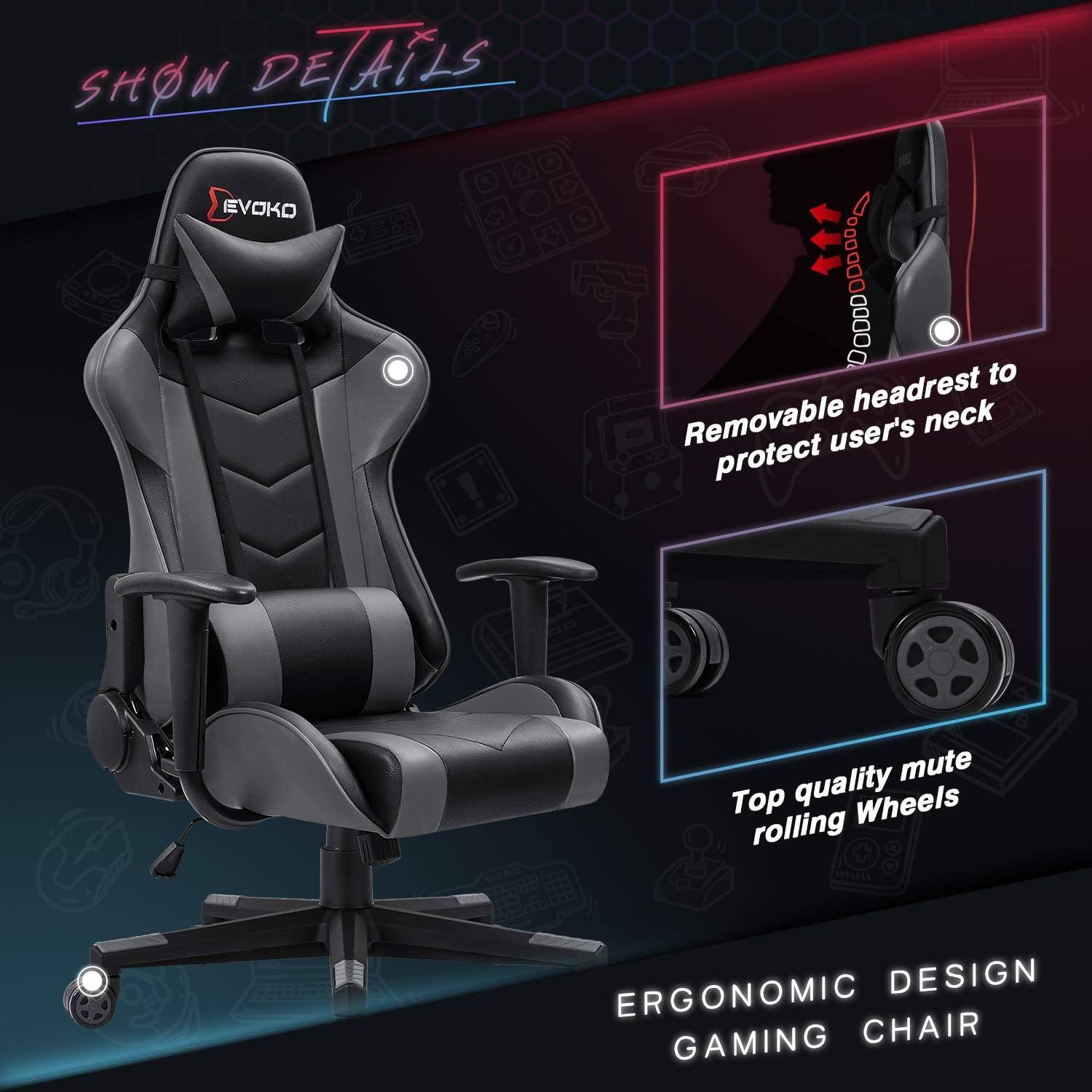 Homall Ergonomic Gaming Chair Racing Style Adjustable Height High-Back PC Computer Chair