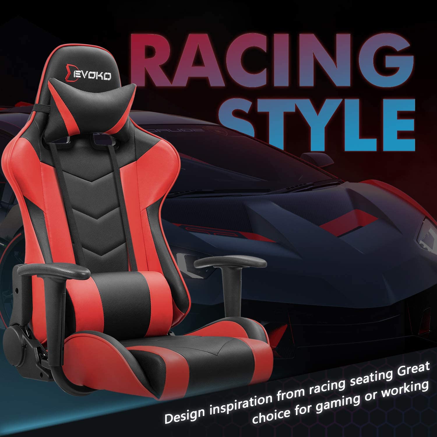 Homall Ergonomic Gaming Chair Racing Style Adjustable Height High-Back PC Computer Chair