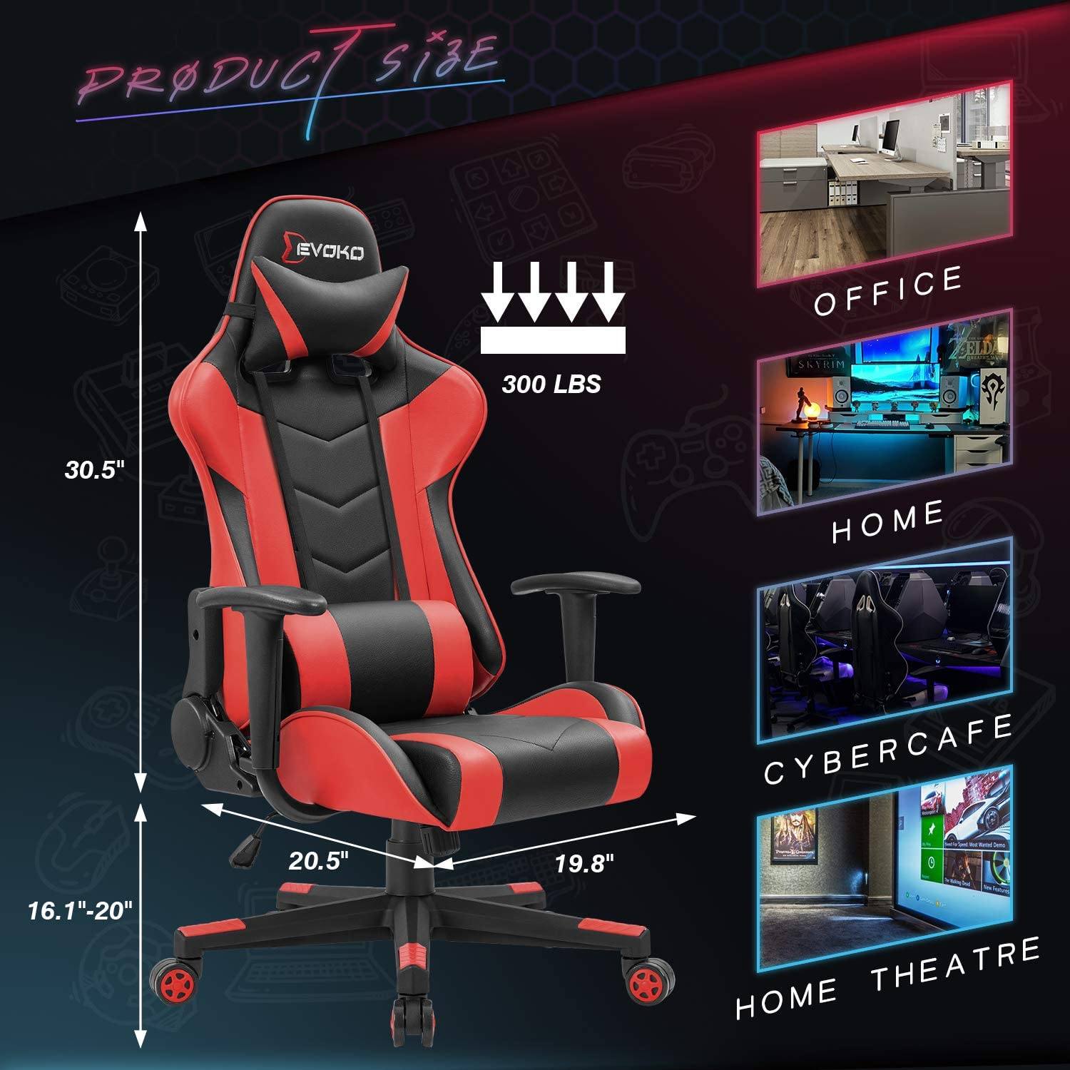 Homall Ergonomic Gaming Chair Racing Style Adjustable Height High-Back PC Computer Chair