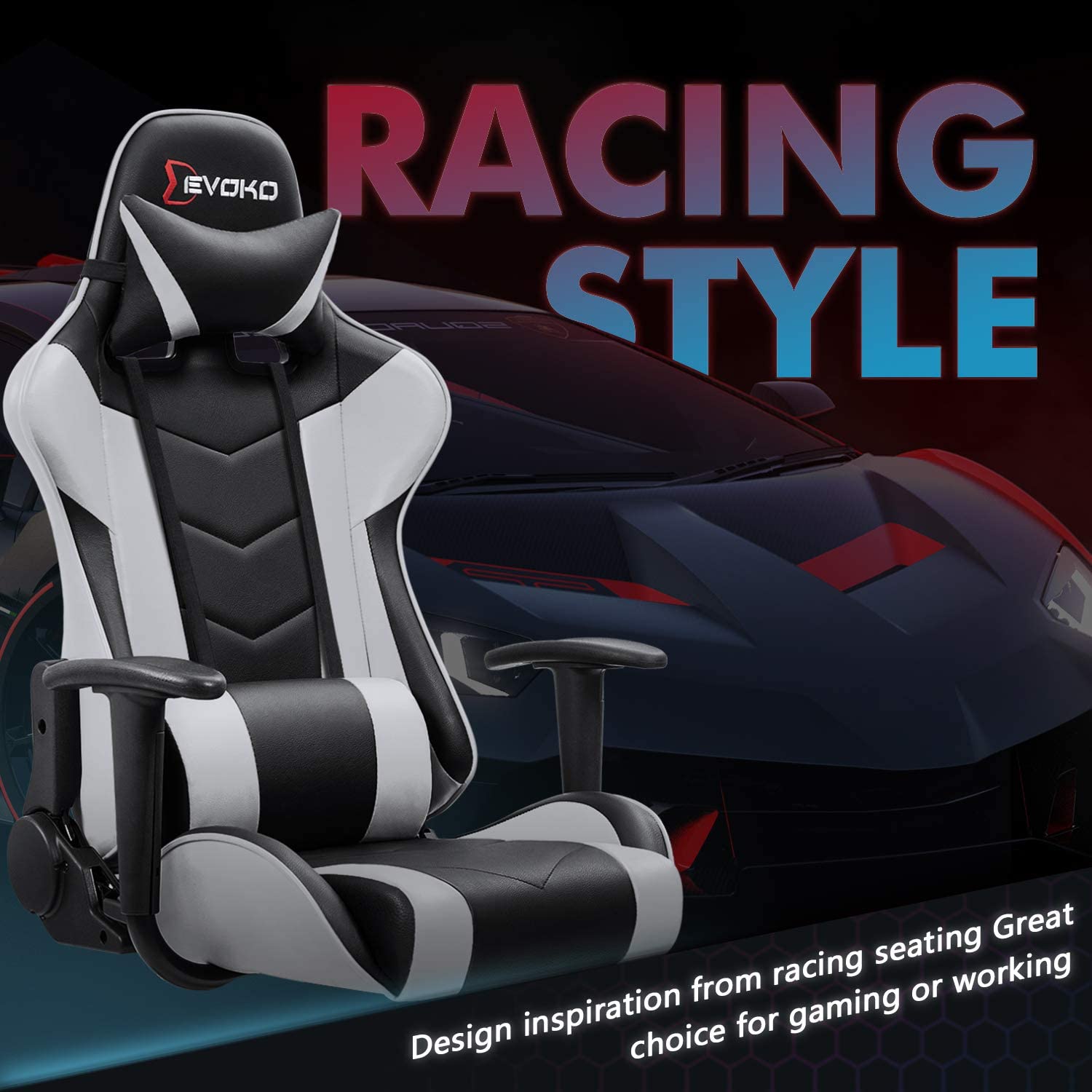 Homall Ergonomic Gaming Chair Racing Style Adjustable Height High-Back PC Computer Chair