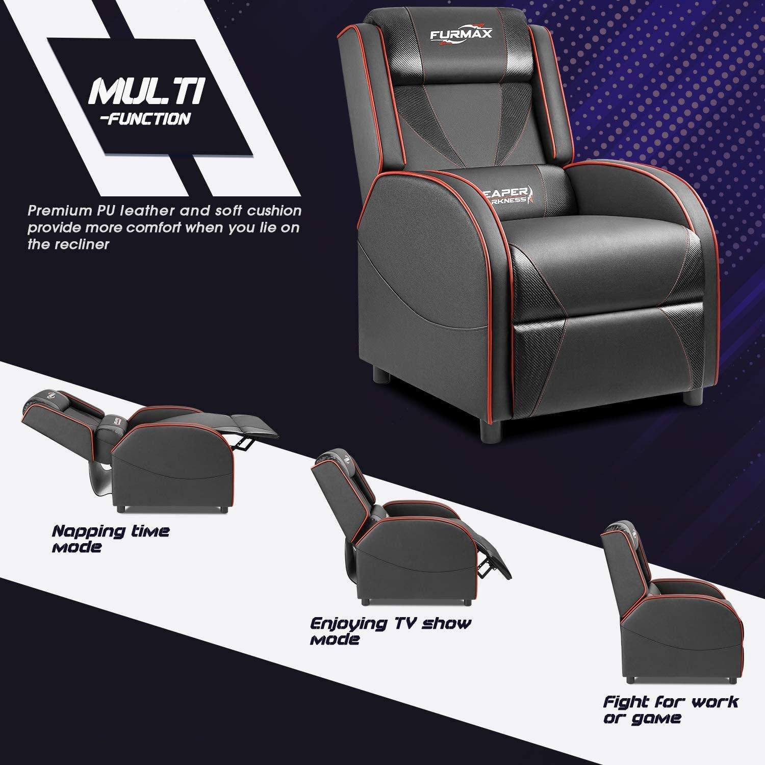 Homall Gaming Recliner Chair Racing Style Single Ergonomic Lounge Sofa PU Leather Reclining Home Theater Seat for Living Room