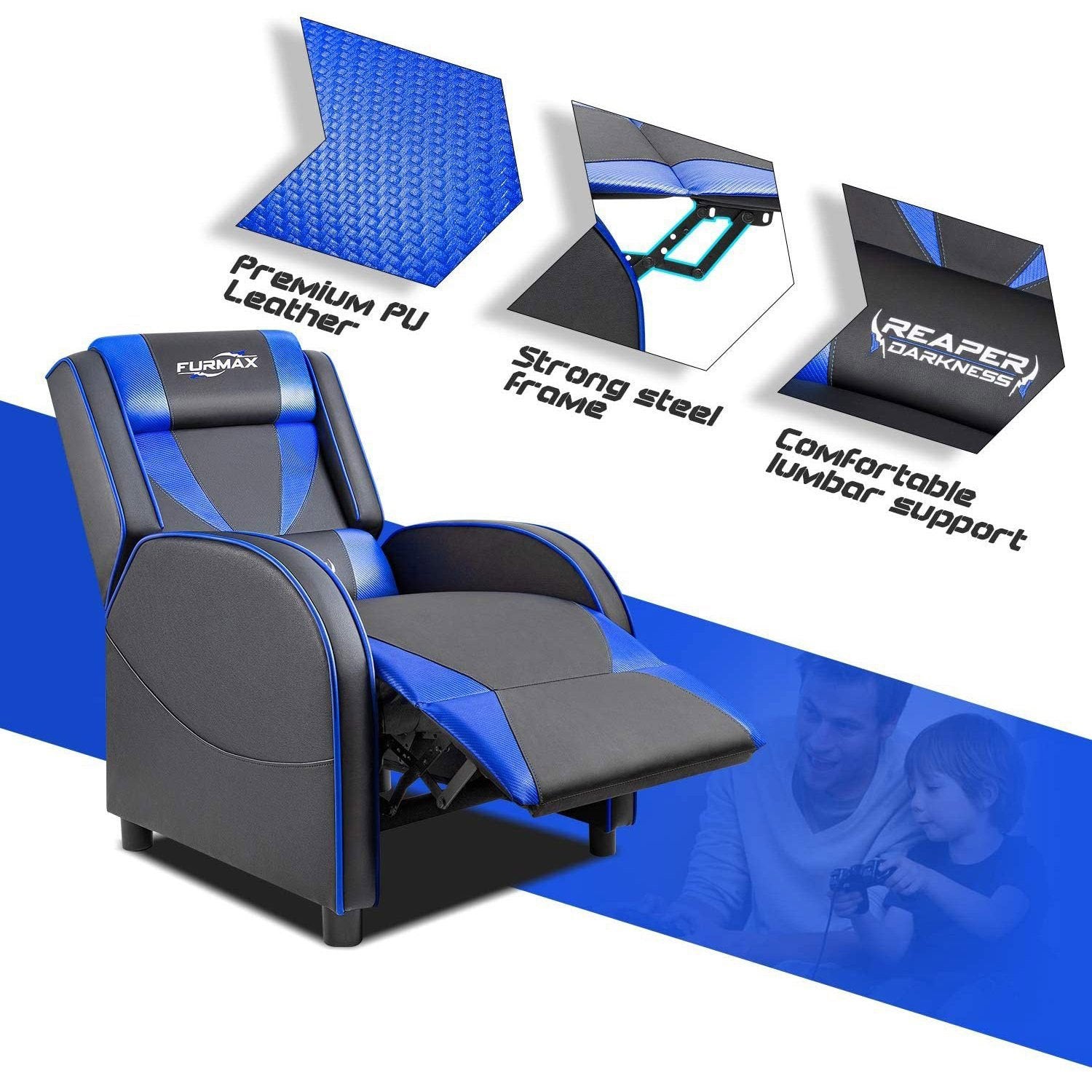 Homall Gaming Recliner Chair Racing Style Single Ergonomic Lounge Sofa PU Leather Reclining Home Theater Seat for Living Room