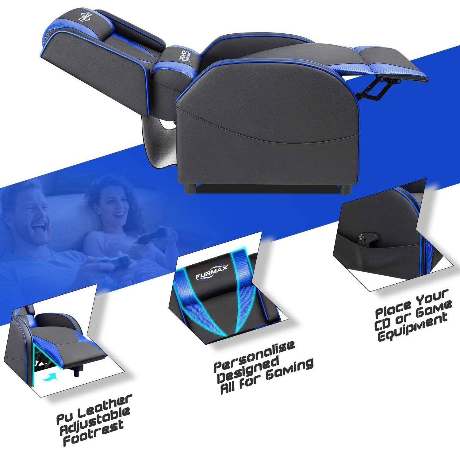 Homall Gaming Recliner Chair Racing Style Single Ergonomic Lounge Sofa PU Leather Reclining Home Theater Seat for Living Room