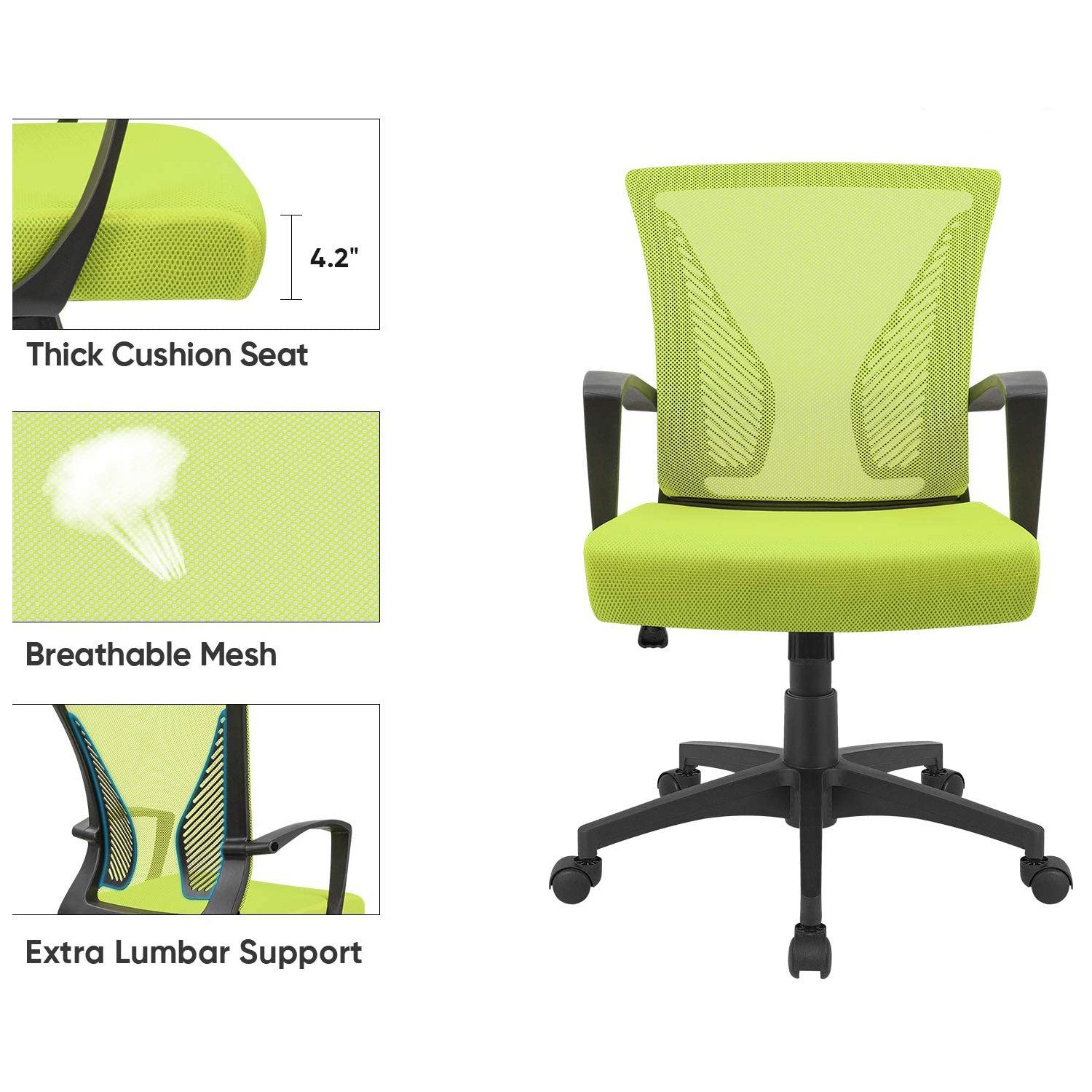 Homall Office Chair Mid Back Swivel Lumbar Support Desk Chair, Computer Ergonomic Mesh Chair with Armrest