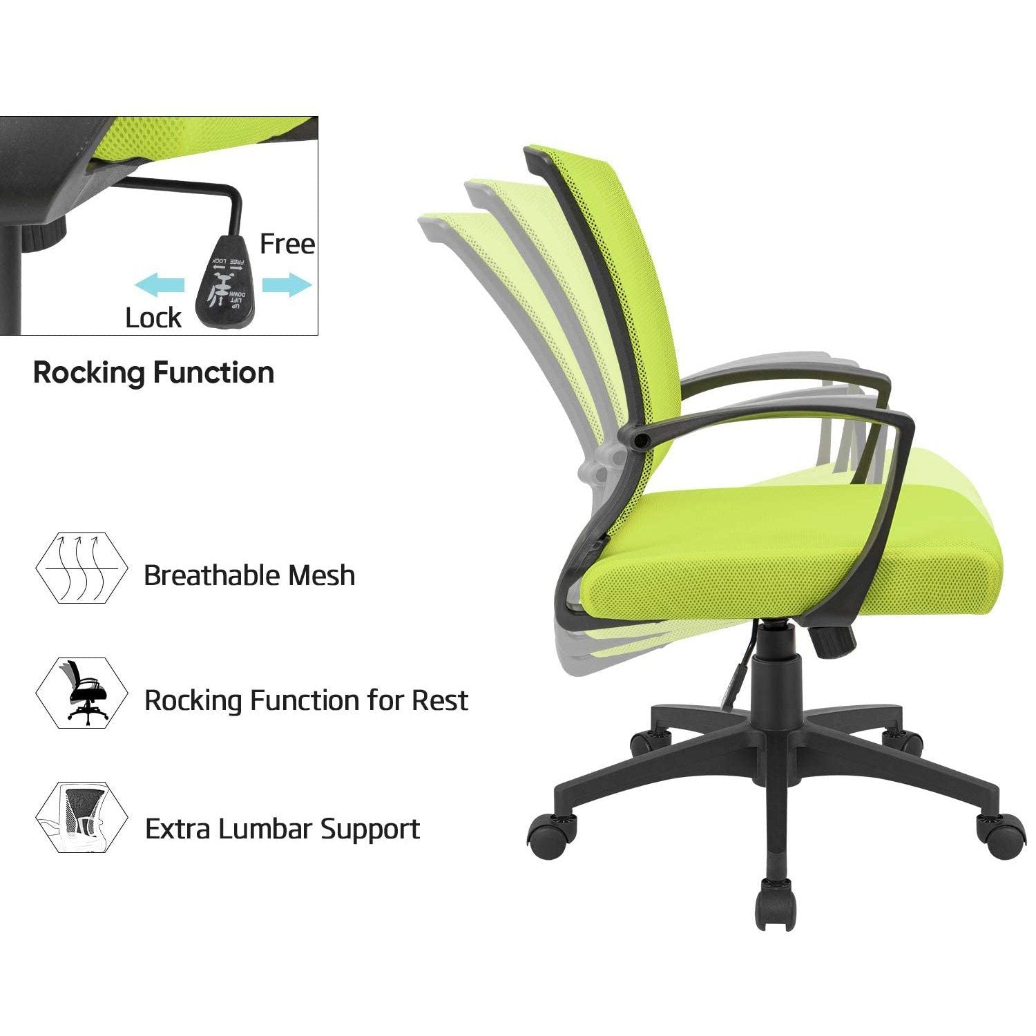 Homall Office Chair Mid Back Swivel Lumbar Support Desk Chair, Computer Ergonomic Mesh Chair with Armrest