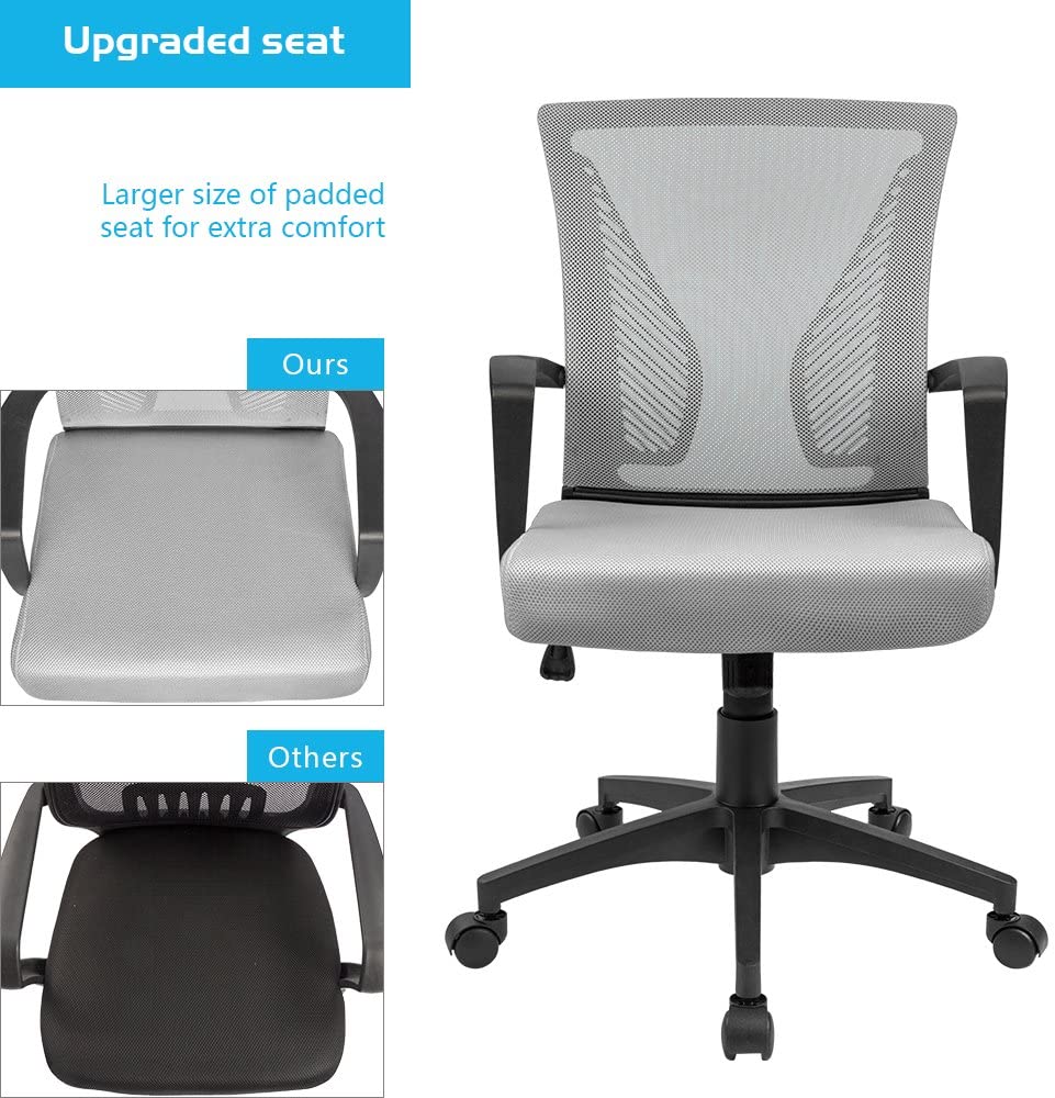 Homall Office Chair Mid Back Swivel Lumbar Support Desk Chair, Computer Ergonomic Mesh Chair with Armrest