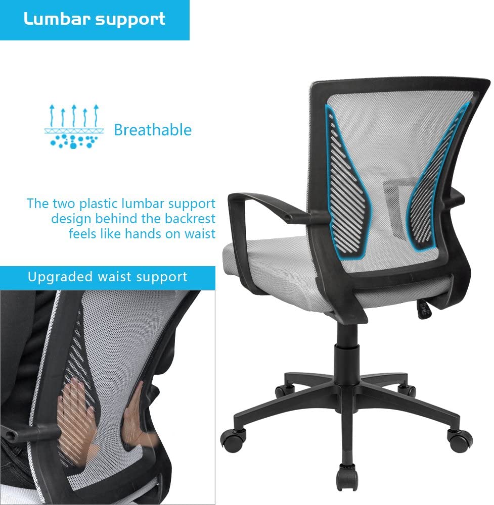 Homall Office Chair Mid Back Swivel Lumbar Support Desk Chair, Computer Ergonomic Mesh Chair with Armrest