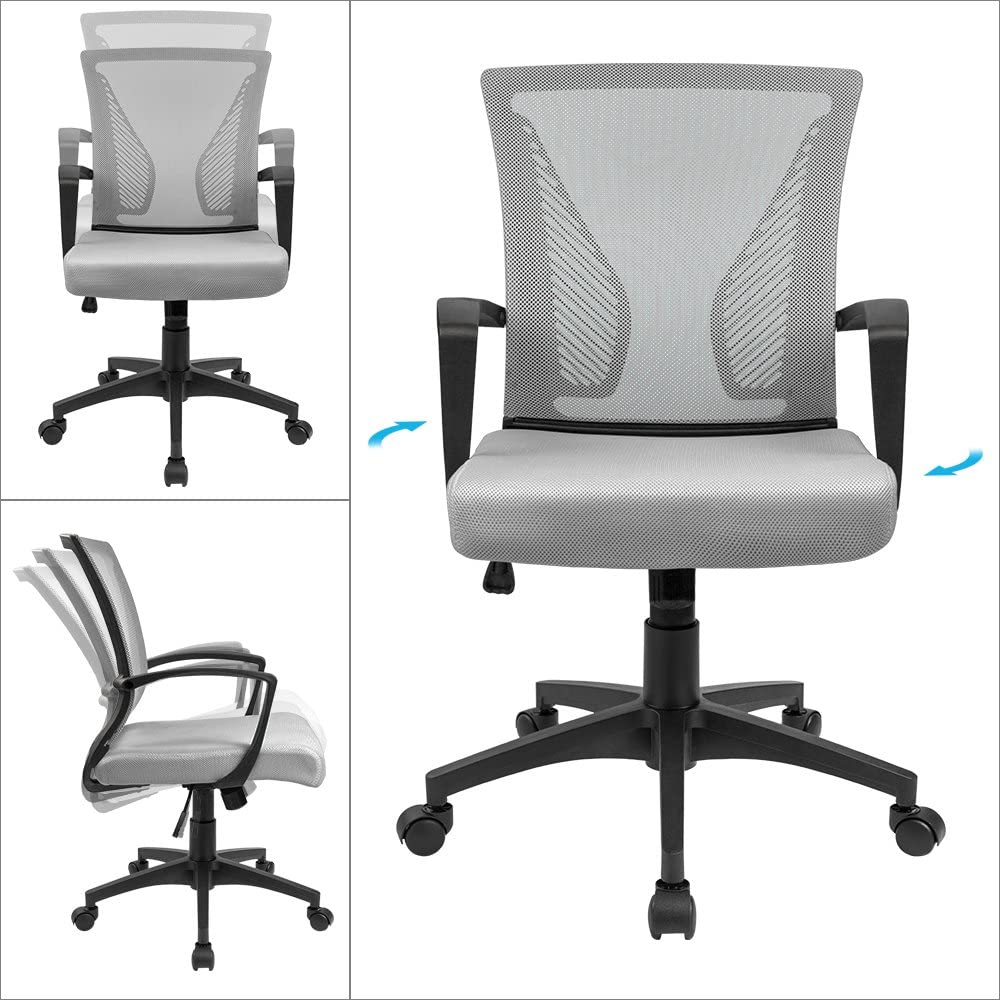 Homall Office Chair Mid Back Swivel Lumbar Support Desk Chair, Computer Ergonomic Mesh Chair with Armrest