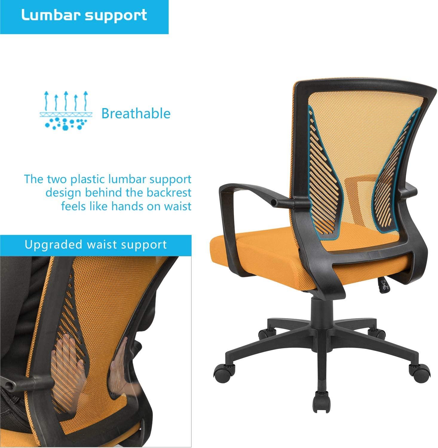 Homall Office Chair Mid Back Swivel Lumbar Support Desk Chair, Computer Ergonomic Mesh Chair with Armrest