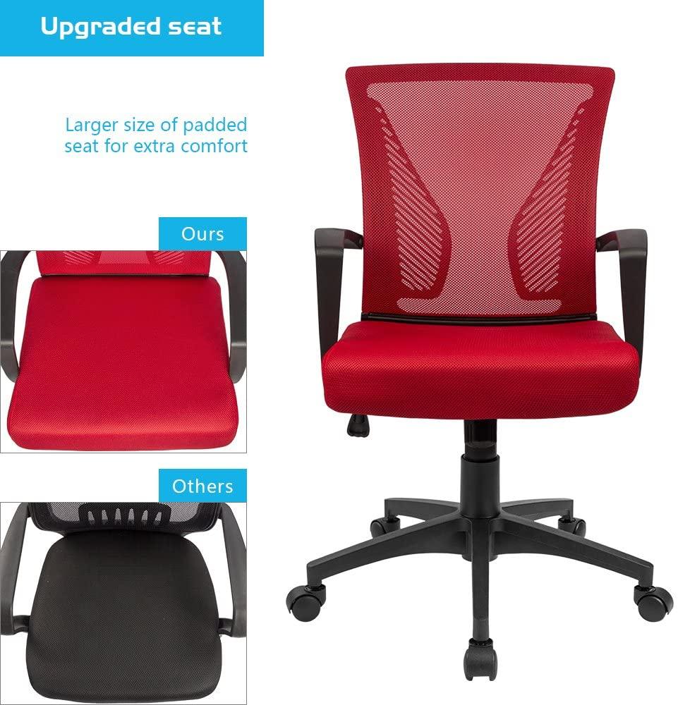Homall Office Chair Mid Back Swivel Lumbar Support Desk Chair, Computer Ergonomic Mesh Chair with Armrest