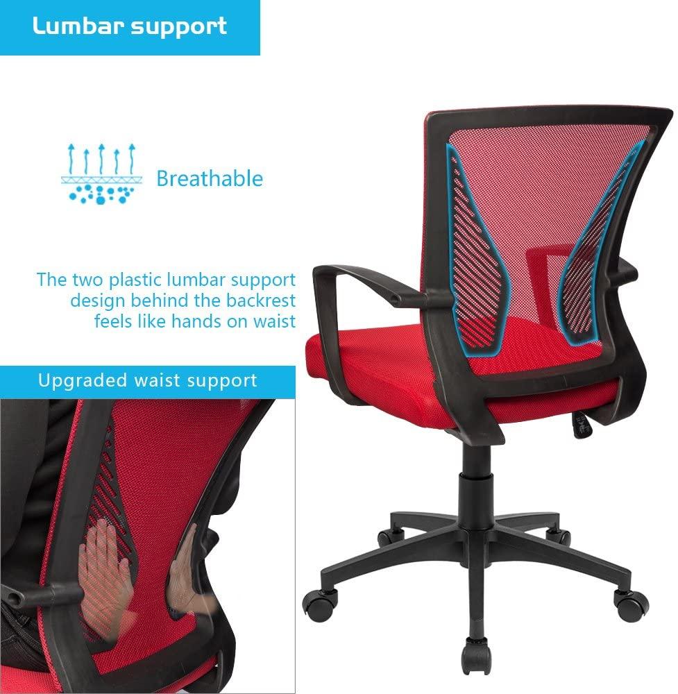 Homall Office Chair Mid Back Swivel Lumbar Support Desk Chair, Computer Ergonomic Mesh Chair with Armrest