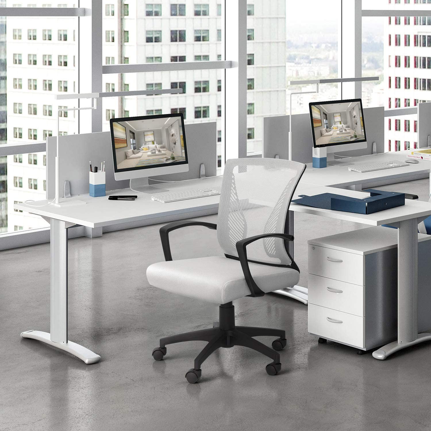 Homall Office Chair Mid Back Swivel Lumbar Support Desk Chair, Computer Ergonomic Mesh Chair with Armrest