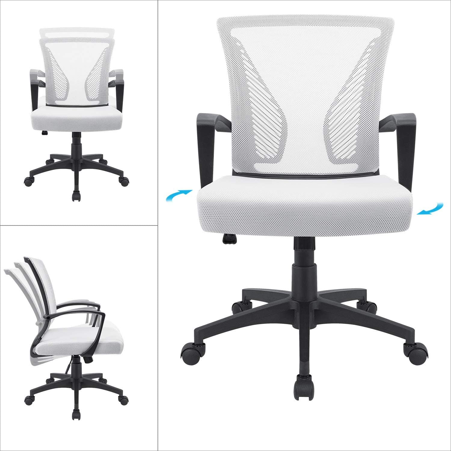 Homall Office Chair Mid Back Swivel Lumbar Support Desk Chair, Computer Ergonomic Mesh Chair with Armrest