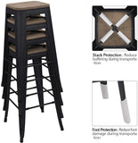 Homall Metal Bar Stool 30'' Indoor Outdoor Stackable Barstools Modern Industrial Square Wood Top Bar Stools Set of 4